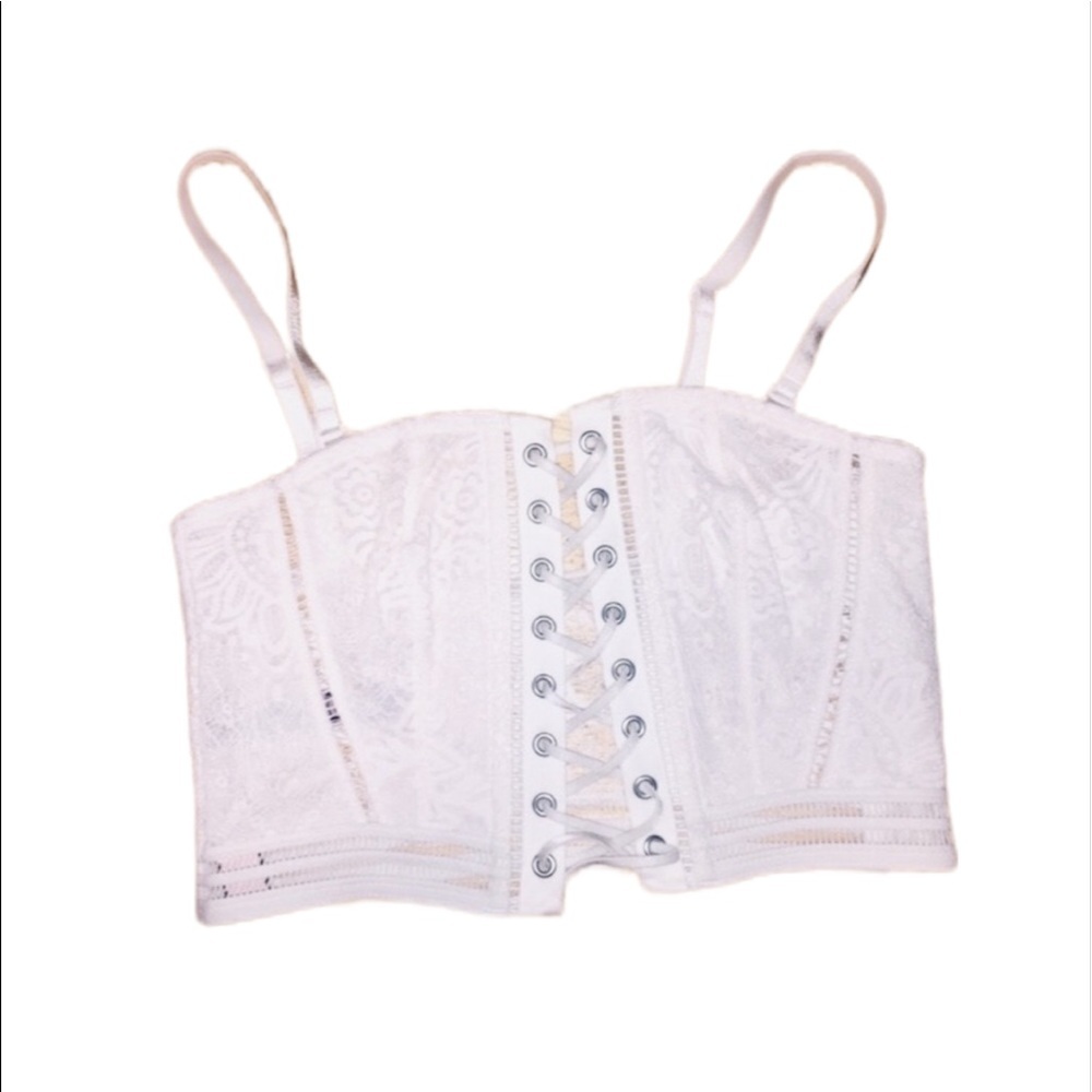 NWT Victoria's Secret: Rare 🔥 Small White Lacey Corset Style Bralette Lingerie